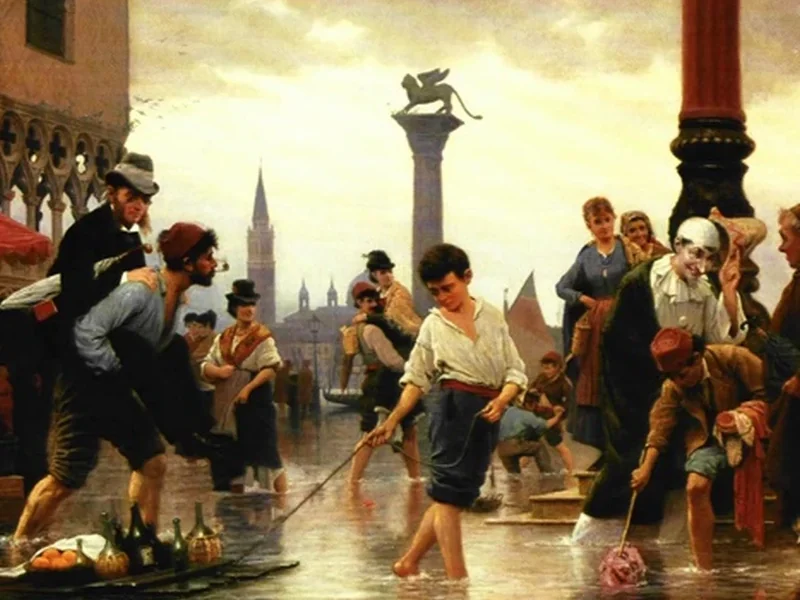 1844-Wenzel Ulrik Tornöe - Acqua alta durante il Carnevale a Venezia - 1889